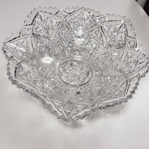 American Brilliant Cut Glass Hobstars and Stars Design Bowl